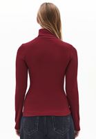 Bayan Bordo Pamuklu Uzun Kollu Roll Neck