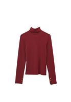 Bayan Bordo Pamuklu Uzun Kollu Roll Neck