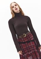 Bayan Kahverengi Pamuklu Uzun Kollu Roll Neck