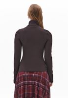 Bayan Kahverengi Pamuklu Uzun Kollu Roll Neck