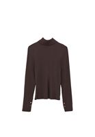 Bayan Kahverengi Pamuklu Uzun Kollu Roll Neck