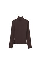 Bayan Kahverengi Pamuklu Uzun Kollu Roll Neck