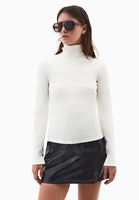 Bayan Krem Pamuklu Uzun Kollu Roll Neck