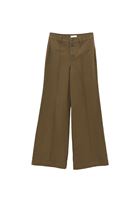 Bayan Yeşil Ultra Yüksek Bel Wide-Leg Pantolon