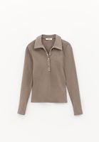 Bayan Kum Beji Polo Yaka Çıtçıtlı Tişört