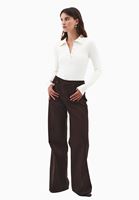 Bayan Krem Polo Yaka Çıtçıtlı Tişört