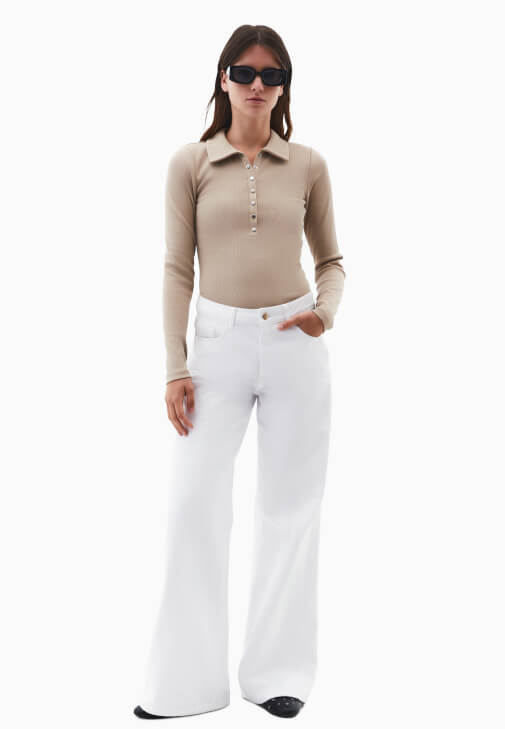 Çıtçıtlı Polo Yaka Tişört ve Pantolon Kombini