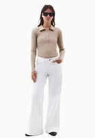 Bayan Bej Polo Yaka Çıtçıtlı Tişört