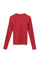 Women Red Tshirt with Snap Fastenening Detail