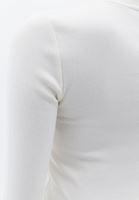 Women Cream Tshirt with Snap Fastenening Detail