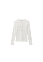 Women Cream Tshirt with Snap Fastenening Detail