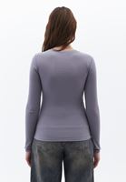 Women Grey Tshirt with Snap Fastenening Detail