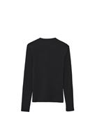 Bayan Siyah Çıtçıt Detaylı Tişört 