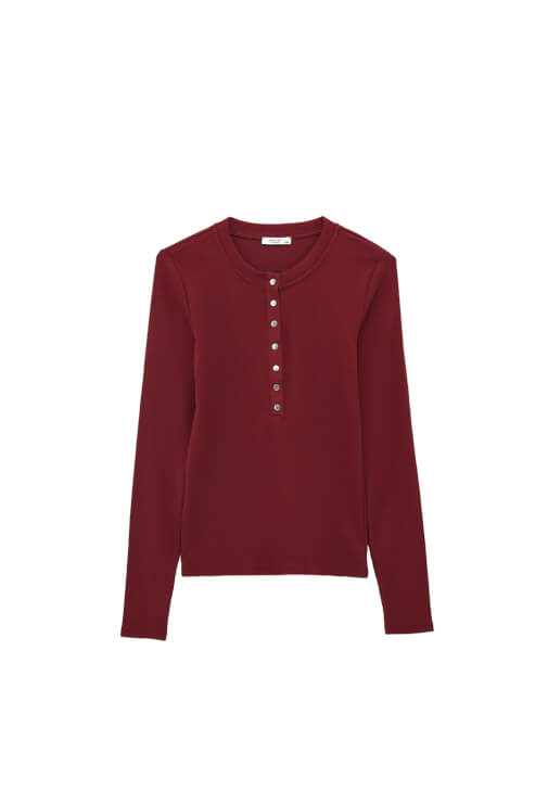 Çıtçıt Detaylı Tişört ve Bol Paça Pantolon Kombini