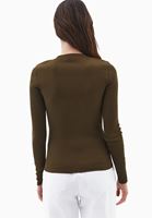 Bayan Yeşil Çıtçıt Detaylı Tişört 