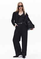 Bayan Siyah Ultra Yüksek Bel Straight-Fit Pantolon