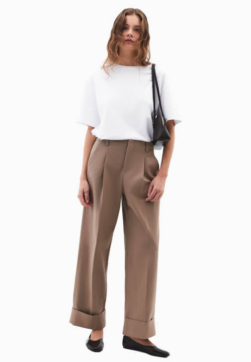 Kum Beji Ultra Yüksek Bel Straight-Fit Pantolon