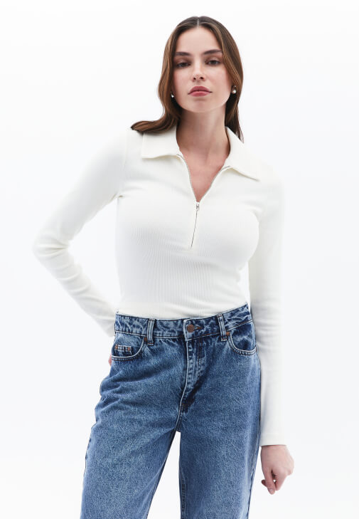 Krem Polo Yaka Tişört