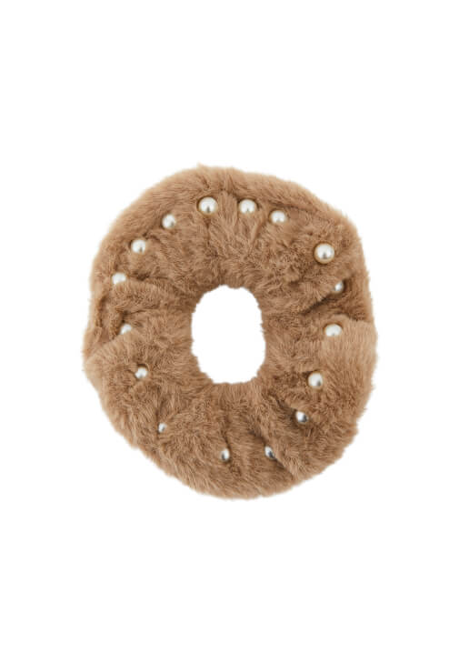 Bej Peluş Saç Tokası