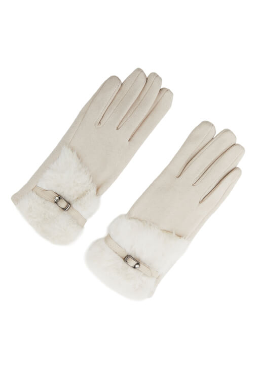 Krem Peluş Detaylı Eldiven