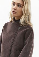 Bayan Kahverengi Yumuşak Dokulu Crop Ceket