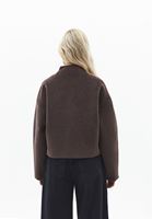 Bayan Kahverengi Yumuşak Dokulu Crop Ceket