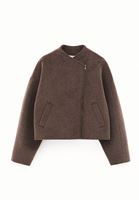 Bayan Kahverengi Yumuşak Dokulu Crop Ceket