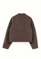 Bayan Kahverengi Yumuşak Dokulu Crop Ceket