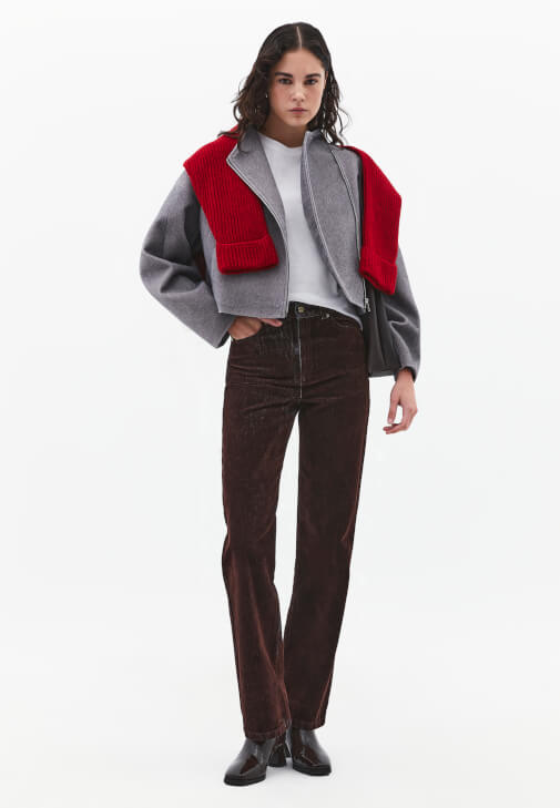 Crop Ceket ve Pantolon Kombini