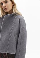 Bayan Gri Yumuşak Dokulu Crop Ceket