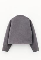 Bayan Gri Yumuşak Dokulu Crop Ceket