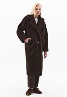 Bayan Kahverengi Düğmeli Uzun Kaban