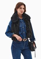 Bayan Siyah Vegan Kürk Yelek