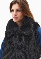 Bayan Siyah Vegan Kürk Yelek