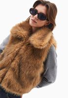 Bayan Bej Vegan Kürk Yelek