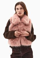 Bayan Pembe Vegan Kürk Yelek