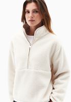 Bayan Krem Fermuarlı Sweatshirt