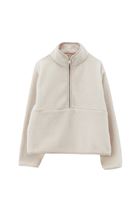 Bayan Krem Fermuarlı Sweatshirt