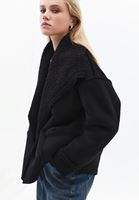 Bayan Siyah Çift Taraflı Giyilebilir Ceket