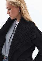 Bayan Siyah Çift Taraflı Giyilebilir Ceket