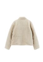 Bayan Krem Yüksek Yaka Peluş Mont