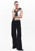 Bayan Siyah Yüksek Bel Wide-Leg Pantolon