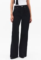 Bayan Siyah Yüksek Bel Wide-Leg Pantolon