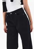 Bayan Siyah Yüksek Bel Wide-Leg Pantolon