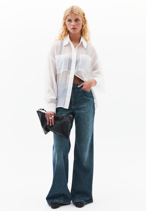 Yüksek Bel Wide-Leg Pantolon