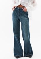 Bayan Mavi Yüksek Bel Wide-Leg Pantolon