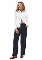 Bayan Lacivert Orta Bel Straight-Fit Pantolon