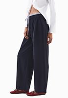 Bayan Lacivert Orta Bel Straight-Fit Pantolon