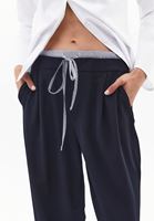 Bayan Lacivert Orta Bel Straight-Fit Pantolon