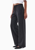 Bayan Füme Çizgili Straight-Fit Pantolon